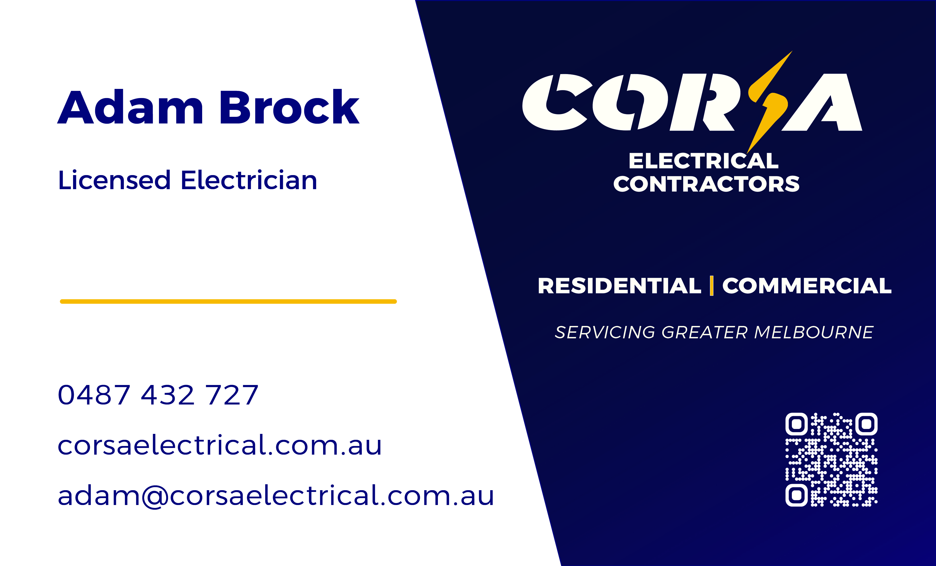 Corsa Electrical business card front